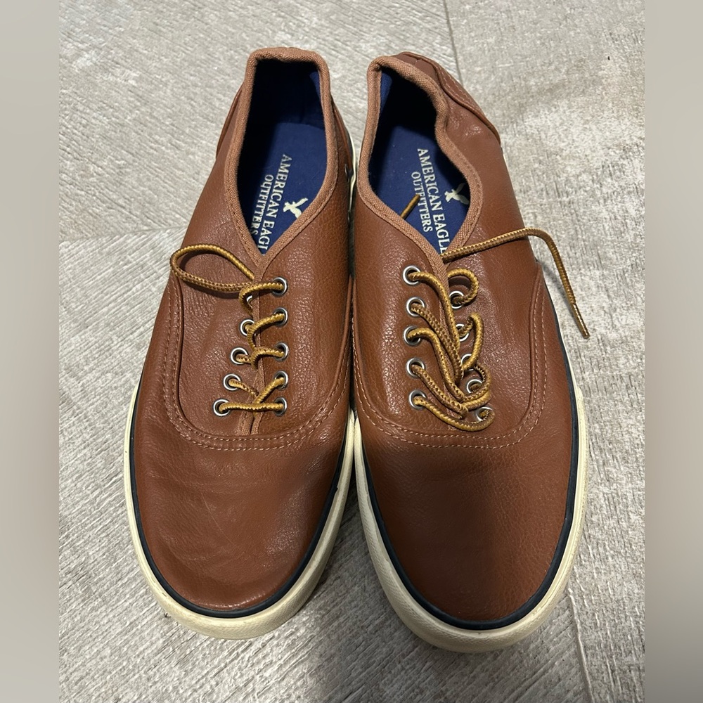 American Eagle Outfitters Men's Tan Leather Boat Shoes